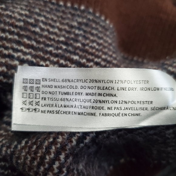 En Saison Size S Brown/White/Blue Plaid  Bronte Pullover Sweater - Picture 5 of 6